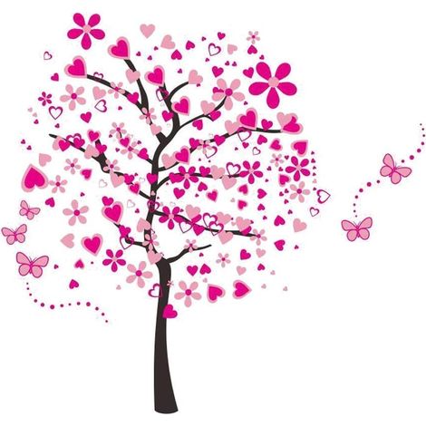 Adhesivo de pared, Mariposa Corazón Árbol, PVC autoadhesivo, removible, no tóxico, Sala de estar Dormitorio infantil (1/5)