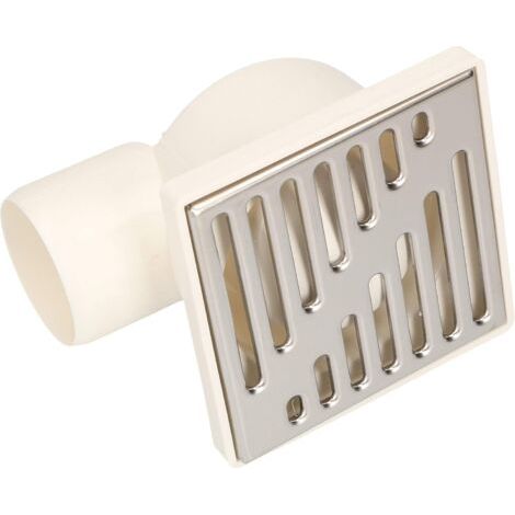 Caniveau de douche avec raccord latéral 50 mm Grille d'évacuation 100 x 100 mm en acier inoxydable Blanc-NANOTEH