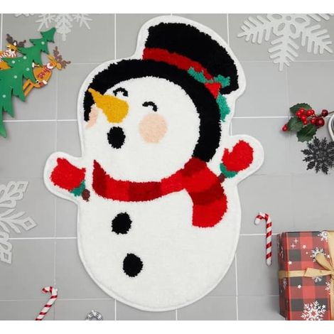 Tapis de porte de Noël en forme de sapin et bonhomme de neige, absorbant et antidérapant, pour la maison, la cuisine, la chambre et le salon, 40 x 60 cm (1/5)