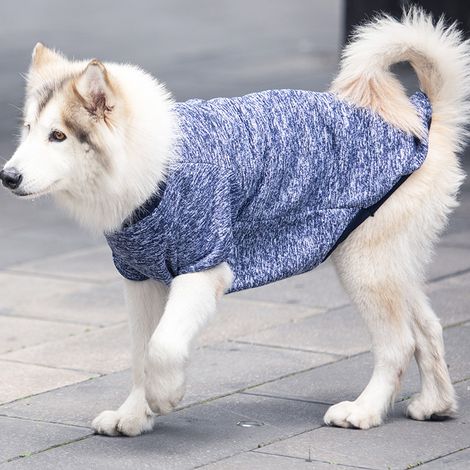 Große Hunde, Golden Retriever, Samojede, Husky, Katze, Herbst- und Winterbekleidung, Haustieraccessoires, Woll-Sweatshirt für große Hunde, grau und weiß - 6XL (Brustumfang 74 cm, empfohlen für Haustie