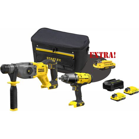 Kit Martello Tassellatore sds-plus 18V V20 Brushless SFMCH900B + Avvitatore ad impulsi a batteria 18V attacco 1/2" V20 SFMCF900B + Set energia + EXTRA OMAGGI FATMAXB. STANLEYB.