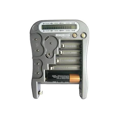 Velleman Batterietester, LCD-Display, für Standardbatterien AAA AA C D 9 V Block, Fotobatterien CR123A CR2 CR-V3 2CR5 CR-P2 und Knopfzellen tragbar