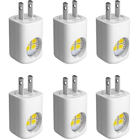 Lot de 6 veilleuses LED à brancher sur une prise murale, éclairage d'ambiance, veilleuse pour chambre et couloir (États-Unis).