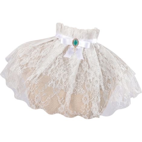 Morbido colletto in pizzo elasticizzato, modello corto - Bianco