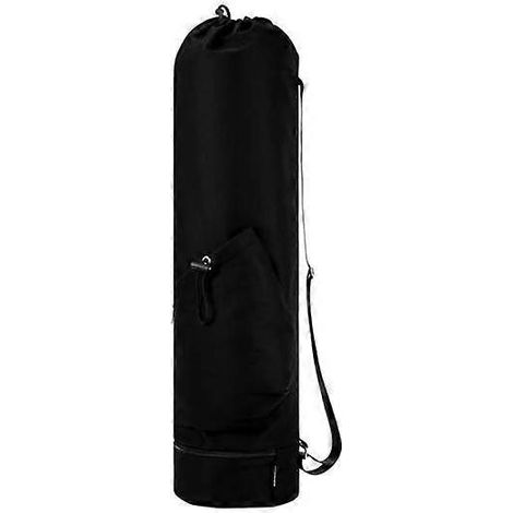 Sac de tapis de yoga avec poche pour bouteille d'eau, étanche, bandoulière réglable, noir (1/5)