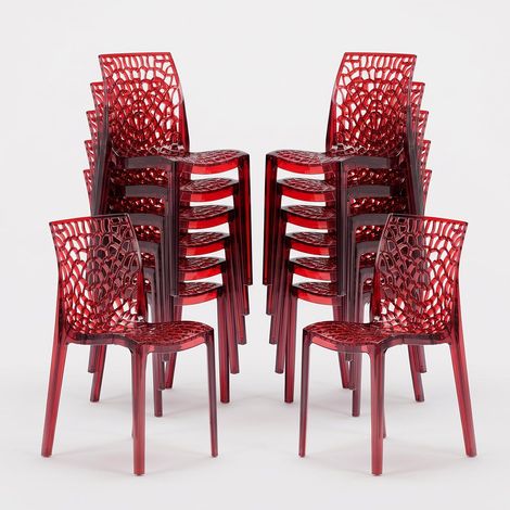 16 Chaises Gruvyer Grand Soleil bar promo stock - Rouge transparent (1/5)