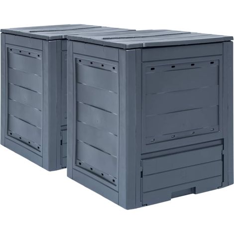Composteur de jardin, lot de 2, gris, 60 x 60 x 73 cm, 520 L