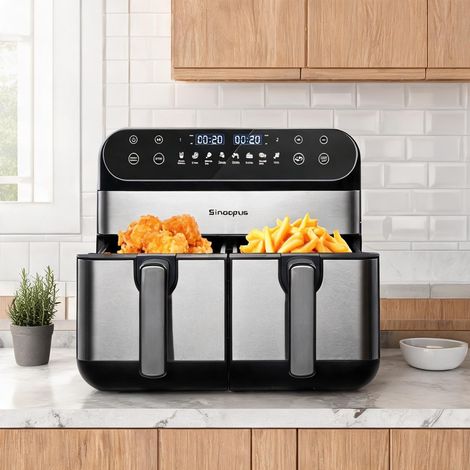 Friteuse à air chaud 10 L double panier 2400 W noir en aBS pc (1/5)