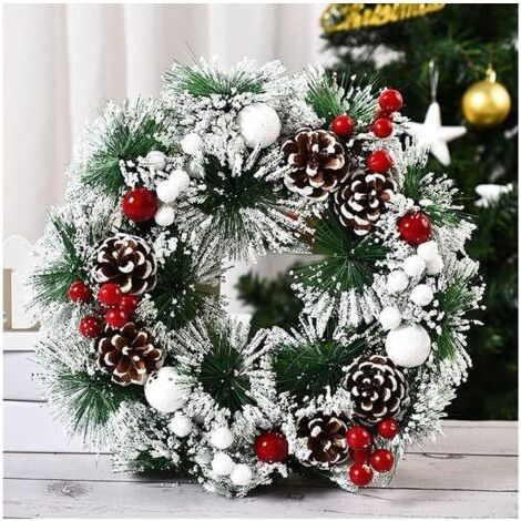 Weihnachtskranz-Paar für die Haustür, Türhänger, Kranz für Haus- und Partydekoration, Erntedankkranz, Weihnachtswanddekoration, Weihnachtsschleife, Schneeflocke (1/4)