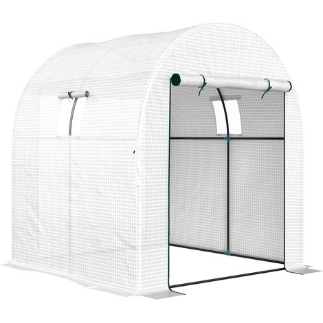 180 x 180cm Walk-In Polytunnel Greenhouse - White