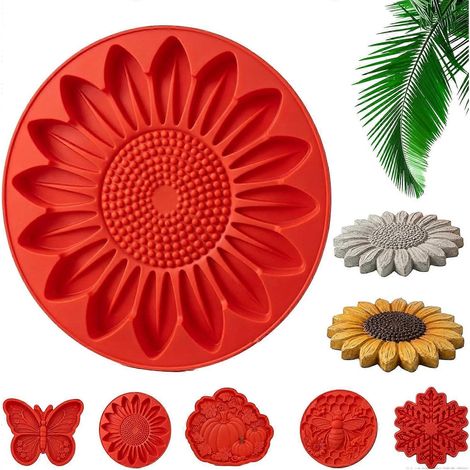 Moule réutilisable rond 40 cm en plastique pour béton, DIY pour dalles de jardin tournesol et fleurs en béton (1/5)