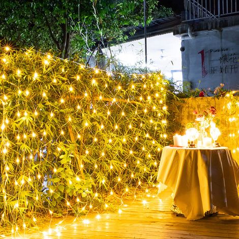 Guirlande lumineuse filet 1,5 x 1,5 m 96 LED blanc chaud 8 modes intérieur extérieur décoration fête nuit (1/5)