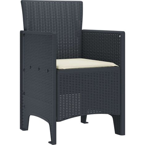 Chaise de jardin 2 lot de 2 Chaises d'extérieur Anthracite 53 x 49 x 85 cm Polypropylène (1/5)
