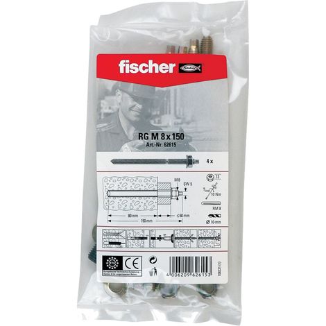 Fischer 4x tige d'ancrage RG M 8 x 150 B sachet - 062615