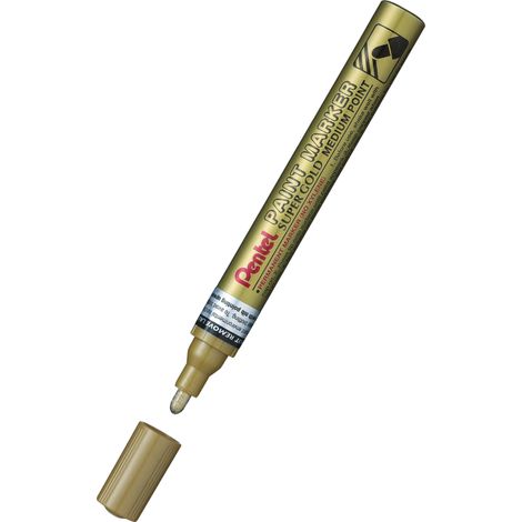 Pennarello a olio Pentel con corpo in alluminio MMP10-X, rotondo, colore oro.