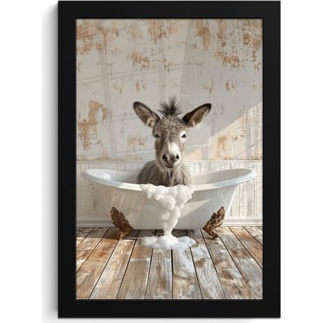 Framed Poster Donkey - Animals - Bathtub - Foam 20x30 cm (1/5)