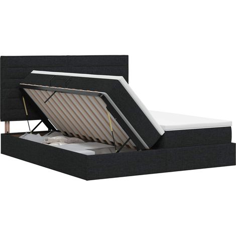 Maison Exclusive - Letto con Contenitore con testiera Nero 180 x 200 cm Tessuto (1/5)