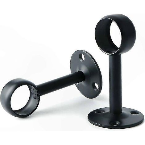 Support de plafond en acier inoxydable noir mat pour tringles à rideaux et rails de placard, avec vis incluses, diamètre 25 mm, lot de 2 pièces (25 mm) (1/4)