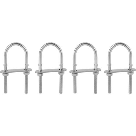 4 boulons en U M6x90 en acier inoxydable 304 avec écrous, plaque de fixation et rondelles, longueur 35 mm, largeur 29 mm, profondeur 90 mm (1/5)