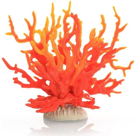 Plantes artificielles pour aquarium - Corail artificiel en silicone - Décoration d'aménagement paysager - Jaune et rouge (1/2)