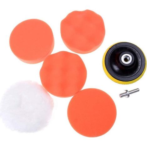 Kit de polissage - Polisseuse auto - Tampon de polissage cire - Roue de polissage éponge - Tampon de ponçage - Boule de laine (1/5)