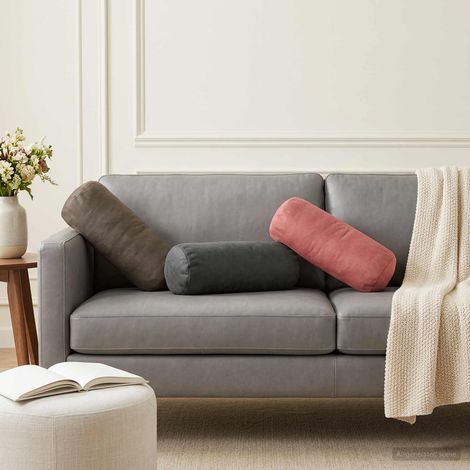 vidaXL Cushion Cover 2 pcs HEERLEN Dark Grey 脴 15 x 40 cm Velvet (1/5)