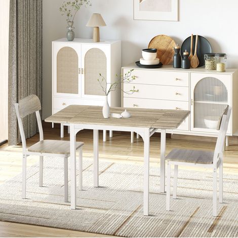 Conjunto de mesa y sillas plegable 110 x 70 x 75 cm MDF natural blanco DESVIAE (1/5)
