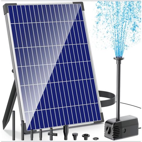 Fontaine Solaire 12W, Pompe Solaire 605L/H avec Tuyau 6,5ft - Idéal pour Étang, Jardin, Cascade, Bassin, Fontaine DIY Énergie Solaire (1/5)