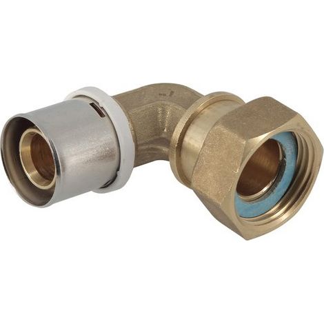 Nicoll – Coude à sertir fluxo femelle écrou libre Ø26-1'' – Raccord multicouche en laiton CW617 N – Joints EPDM pour étanchéité renforcée (1/3)