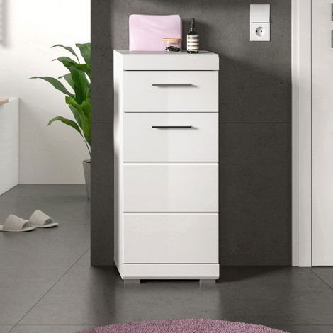 Meuble de salle de bain 35x31x88 cm blanc brillant - KAN