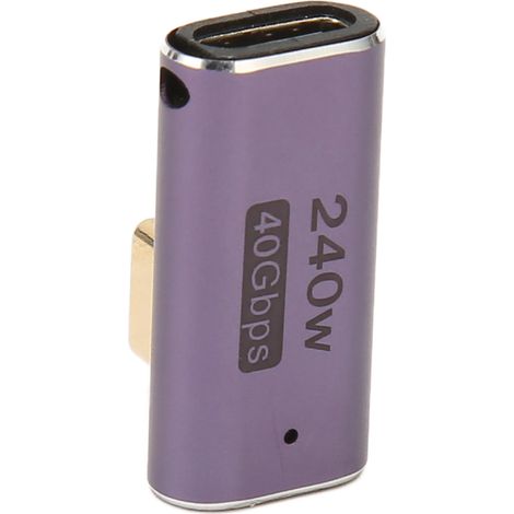 Cet adaptateur coudé de 240 W/40 Gbit/s avec fonction LED prend en charge la charge rapide de type C femelle vers type C mâle, la projection d'écran 8K 60 Hz et le transfert de données à haute vitesse (1/5)