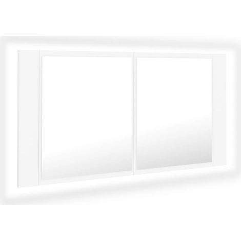 LED Bathroom Mirror Cabinet White 90x12x45 cm Acrylic vidaXL