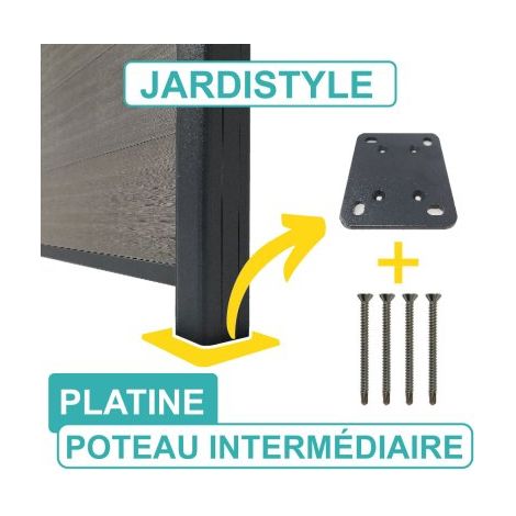 Cloture & Jardin – Platine aluminium pour poteau 2 entrées – Fixation visserie incluse – Dimensions 120 x 95 x 5mm – Gris anthracite RAL 7016 (1/2)