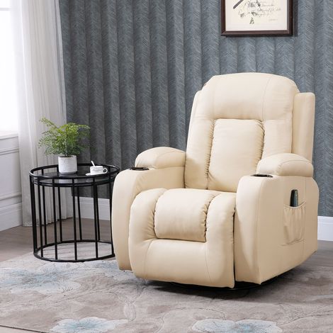 Fauteuil de Massage et Relaxation électrique Chauffant 360° pivotant inclinable manuellement Repose-Pied télécommande