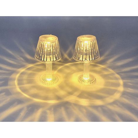 LED Mini Tischleuchte warm weiß in Kristall Optik - konisch / 12 cm - Kleine moderne Deko Tisch Lampe Batterie betrieben