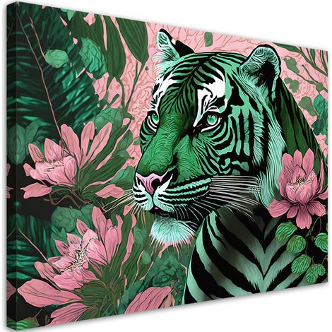 Tableau déco Tigre Animaux Tropicaux Abstraction 100x70 (1/5)