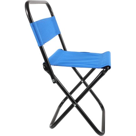 Chaise de Camping Pliante Compacte Chaise de Pêche Bleue en Métal et Tissu (1/4)