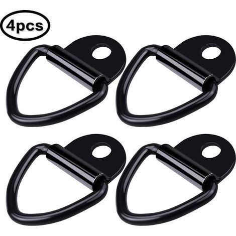Anneau D - V-Ring - Fixation Charge Remorque Camion Fourgon - Acier Plein Revêtement Anti-Corrosion Noir - Pour Kayak Vélo Électrique Matériel Camping - 4 Pièces (1/5)