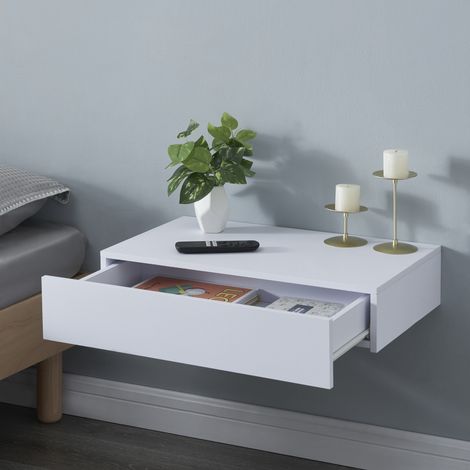 Estantería de pared Kärsämäki con cajón hasta 5 kg MDF 60 x 35 x 12 cm - Blanco [en.casa] (1/5)