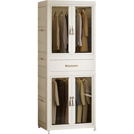 Scatole Armadio Plastica Pieghevole, Impilabili Scatola Organizer con Coperchio e Ruote Nella, Doppia Apertura, Durevole Scatole per Riporre Vestiti Giocattol Libri Utensili - 3 Piani (1/5)