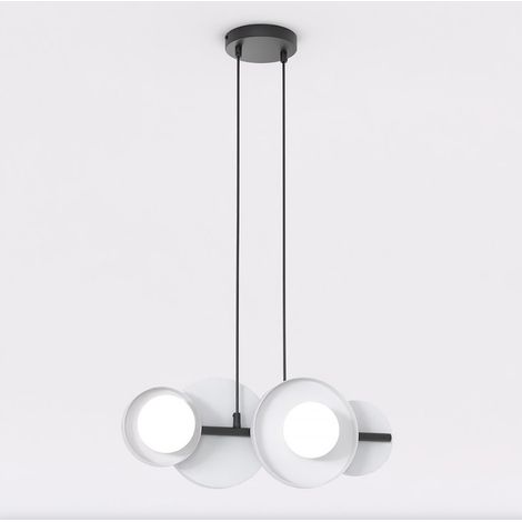 Lampada a sospensione Model con dischi in acciaio grigio e diffusori