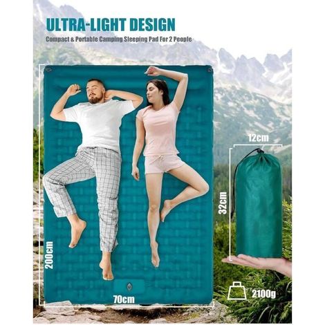 Matelas Pneumatique De Camping Auto-Gonflant: Grand Matelas Gonflable Extérieur Ultra-Léger Épais, Auto-Gonflable Matelas D'Isolation Thermique Pliable pour Tente Trekking Plage (1/4)