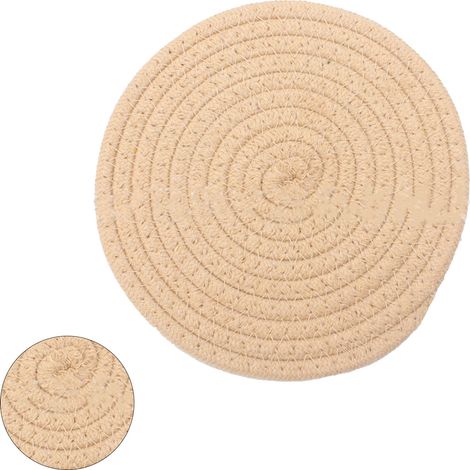 Runde Untersetzer aus Baumwollgarn, handgefertigt, Durchmesser 11 cm, isolierende Dicke, vielseitig einsetzbar für Tisch und Küche, Khaki (1/5)