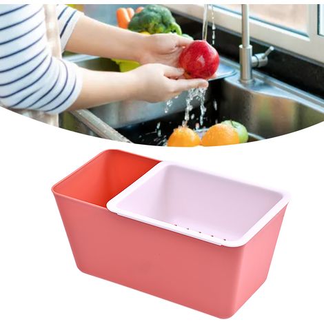 Snack-Organizer – Doppelstöckiger Kunststoffbehälter mit Ablaufsystem für Obst, Nüsse und Süßigkeiten – Rot (1/5)