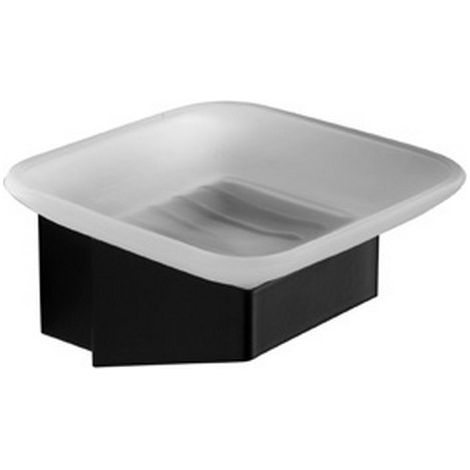 Portasapone bagno in acciaio nero opaco e vetro installazione sospesa  NUEVO-N kamalu