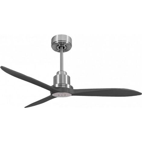 Tenerife Ring - Super destratificateur et ventilateur DC 132 cm  Chrome pales bois noir sans Lumière 25 à 35 m²