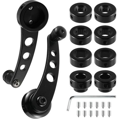 jeu de poignées de lève-vitres de voiture à manivelle en aluminium, universelles, pour portes gauche et droite (noir)-11X4.3CM-Black