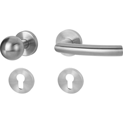 Alpertec PZ-Rosettengarnitur Fair II Drücker/Knopf Edelstahl silber Beschläge