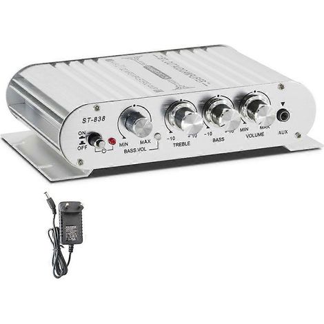 ST-838 HiFi 2.1 Canal Amplificateur de Puissance Stéréo Basse Son Ampli RMS 20Wx2 Plus 40W Class d Média Lecteur MP3 (1/5)