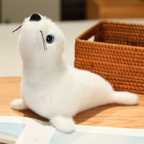 Peluche - Coussin Peluche Lion De Mer - Blanc - 22 Cm - Décoration Intérieure - Cadeau Noël Anniversaire (1/4)